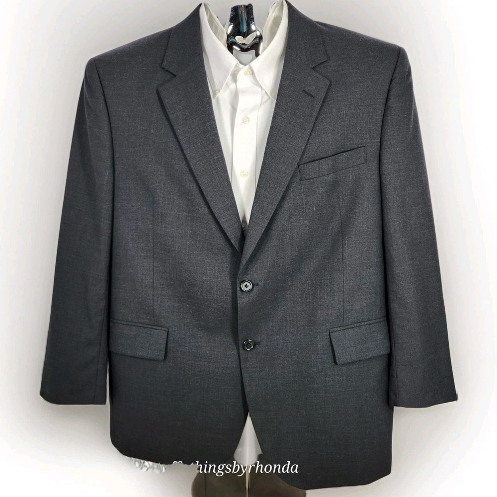 Jos A Bank Jacket Suit Coat Mens 44SH Dark Gray 100% Wool Single Breast & Vent